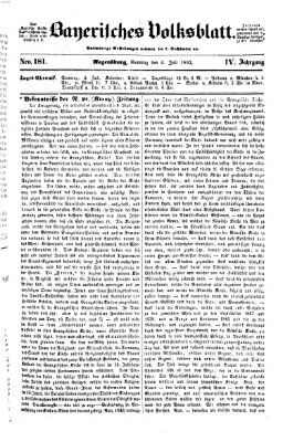 Bayerisches Volksblatt (Regensburger Morgenblatt) Sonntag 4. Juli 1852