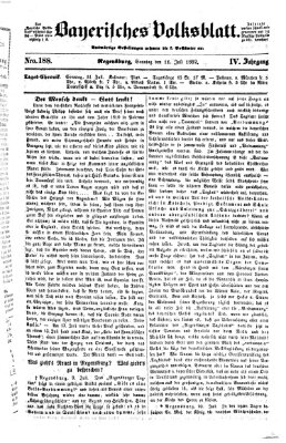 Bayerisches Volksblatt (Regensburger Morgenblatt) Sonntag 11. Juli 1852