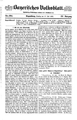 Bayerisches Volksblatt (Regensburger Morgenblatt) Samstag 17. Juli 1852