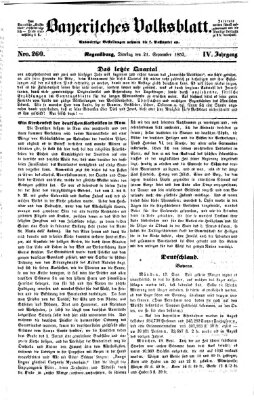 Bayerisches Volksblatt (Regensburger Morgenblatt) Dienstag 21. September 1852