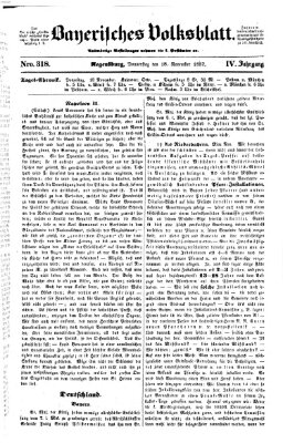 Bayerisches Volksblatt (Regensburger Morgenblatt) Donnerstag 18. November 1852