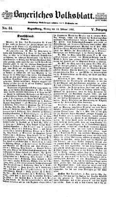 Bayerisches Volksblatt (Regensburger Morgenblatt) Montag 14. Februar 1853