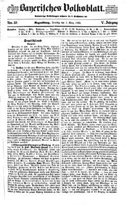 Bayerisches Volksblatt (Regensburger Morgenblatt) Dienstag 1. März 1853