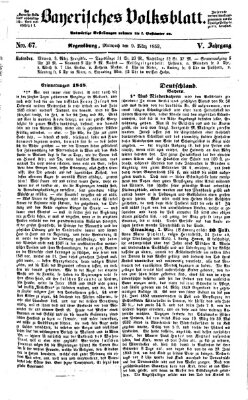 Bayerisches Volksblatt (Regensburger Morgenblatt) Mittwoch 9. März 1853