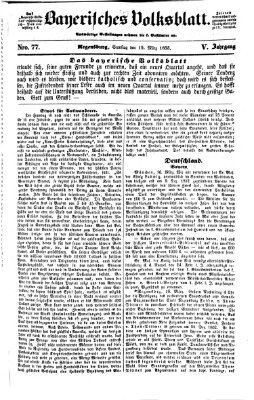 Bayerisches Volksblatt (Regensburger Morgenblatt) Samstag 19. März 1853