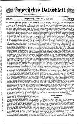 Bayerisches Volksblatt (Regensburger Morgenblatt) Dienstag 5. April 1853