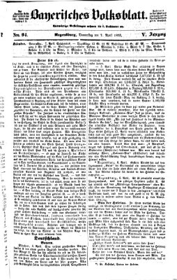 Bayerisches Volksblatt (Regensburger Morgenblatt) Donnerstag 7. April 1853