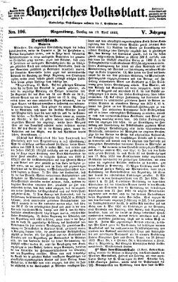 Bayerisches Volksblatt (Regensburger Morgenblatt) Dienstag 19. April 1853