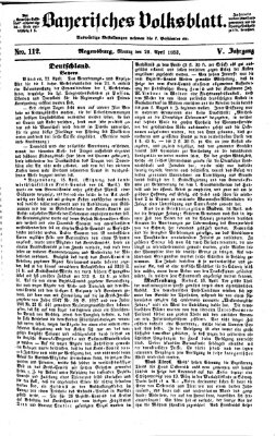 Bayerisches Volksblatt (Regensburger Morgenblatt) Montag 25. April 1853