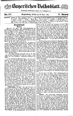 Bayerisches Volksblatt (Regensburger Morgenblatt) Samstag 30. April 1853