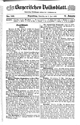 Bayerisches Volksblatt (Regensburger Morgenblatt) Donnerstag 2. Juni 1853