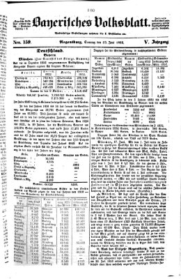 Bayerisches Volksblatt (Regensburger Morgenblatt) Sonntag 19. Juni 1853