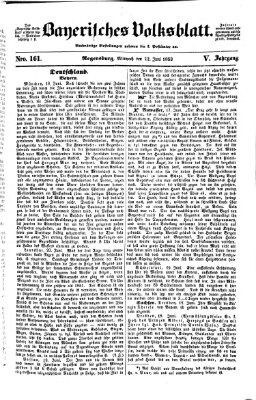 Bayerisches Volksblatt (Regensburger Morgenblatt) Mittwoch 22. Juni 1853