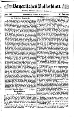 Bayerisches Volksblatt (Regensburger Morgenblatt) Mittwoch 27. Juli 1853