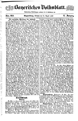 Bayerisches Volksblatt (Regensburger Morgenblatt) Mittwoch 24. August 1853