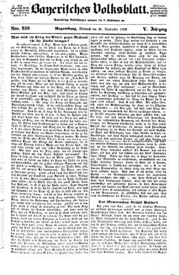 Bayerisches Volksblatt (Regensburger Morgenblatt) Mittwoch 21. September 1853