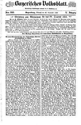 Bayerisches Volksblatt (Regensburger Morgenblatt) Mittwoch 28. September 1853