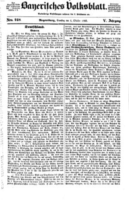 Bayerisches Volksblatt (Regensburger Morgenblatt) Samstag 1. Oktober 1853