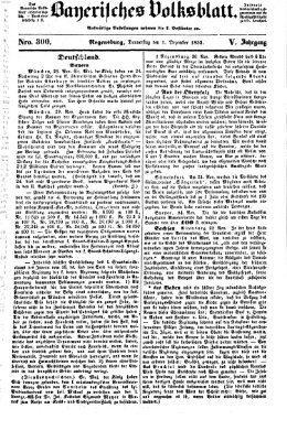 Bayerisches Volksblatt (Regensburger Morgenblatt) Donnerstag 1. Dezember 1853