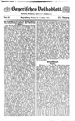 Bayerisches Volksblatt (Regensburger Morgenblatt) Sonntag 15. Januar 1854