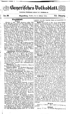 Bayerisches Volksblatt (Regensburger Morgenblatt) Samstag 11. Februar 1854