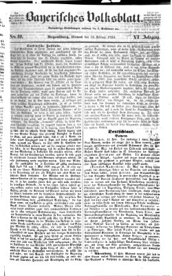 Bayerisches Volksblatt (Regensburger Morgenblatt) Mittwoch 15. Februar 1854