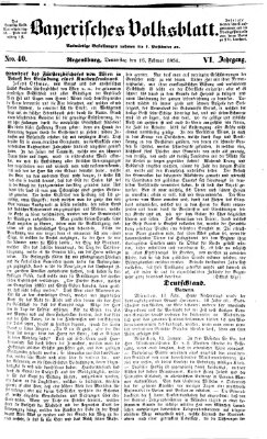 Bayerisches Volksblatt (Regensburger Morgenblatt) Donnerstag 16. Februar 1854