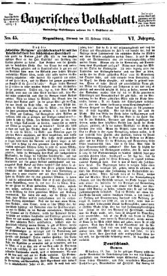 Bayerisches Volksblatt (Regensburger Morgenblatt) Mittwoch 22. Februar 1854