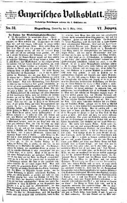 Bayerisches Volksblatt (Regensburger Morgenblatt) Donnerstag 2. März 1854