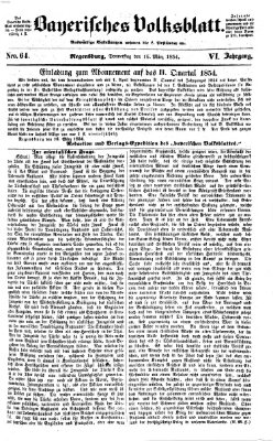 Bayerisches Volksblatt (Regensburger Morgenblatt) Donnerstag 16. März 1854