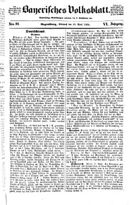 Bayerisches Volksblatt (Regensburger Morgenblatt) Mittwoch 19. April 1854