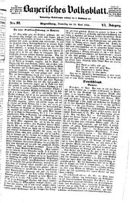 Bayerisches Volksblatt (Regensburger Morgenblatt) Donnerstag 20. April 1854