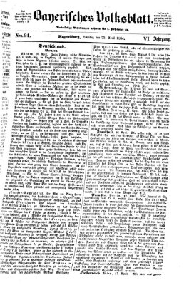 Bayerisches Volksblatt (Regensburger Morgenblatt) Samstag 22. April 1854