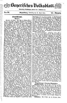 Bayerisches Volksblatt (Regensburger Morgenblatt) Donnerstag 27. April 1854