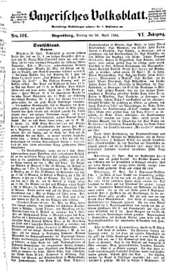 Bayerisches Volksblatt (Regensburger Morgenblatt) Sonntag 30. April 1854