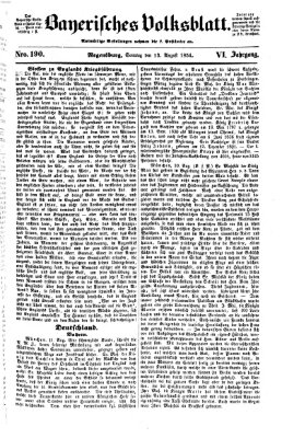 Bayerisches Volksblatt (Regensburger Morgenblatt) Sonntag 13. August 1854