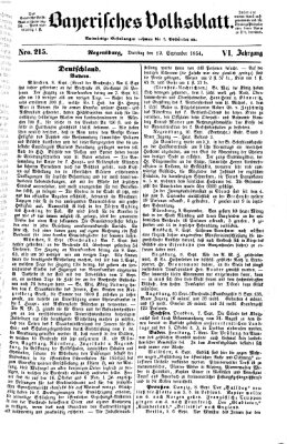 Bayerisches Volksblatt (Regensburger Morgenblatt) Dienstag 12. September 1854