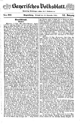 Bayerisches Volksblatt (Regensburger Morgenblatt) Mittwoch 13. September 1854