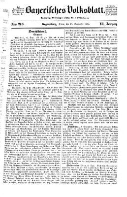 Bayerisches Volksblatt (Regensburger Morgenblatt) Freitag 15. September 1854