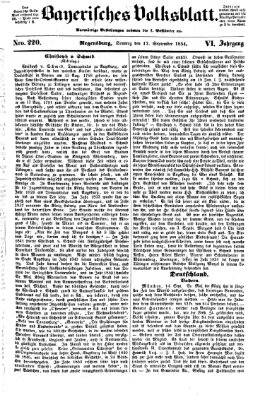 Bayerisches Volksblatt (Regensburger Morgenblatt) Sonntag 17. September 1854