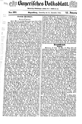 Bayerisches Volksblatt (Regensburger Morgenblatt) Donnerstag 21. September 1854