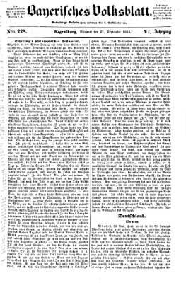 Bayerisches Volksblatt (Regensburger Morgenblatt) Mittwoch 27. September 1854