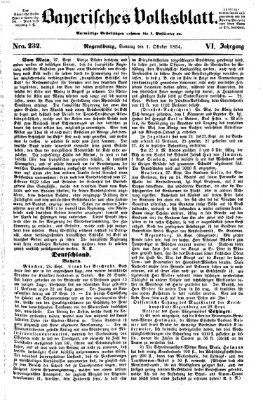 Bayerisches Volksblatt (Regensburger Morgenblatt) Sonntag 1. Oktober 1854