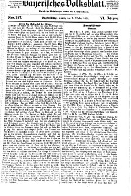 Bayerisches Volksblatt (Regensburger Morgenblatt) Samstag 7. Oktober 1854