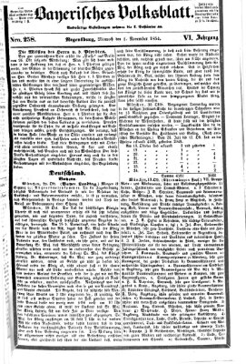 Bayerisches Volksblatt (Regensburger Morgenblatt) Mittwoch 1. November 1854