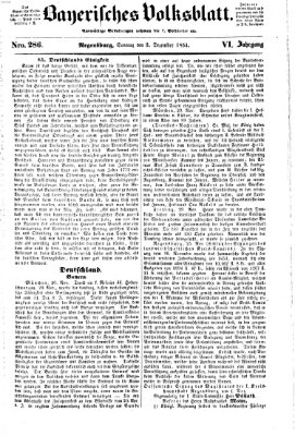 Bayerisches Volksblatt (Regensburger Morgenblatt) Sonntag 3. Dezember 1854