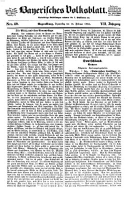 Bayerisches Volksblatt (Regensburger Morgenblatt) Donnerstag 15. Februar 1855