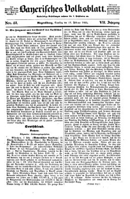 Bayerisches Volksblatt (Regensburger Morgenblatt) Samstag 17. Februar 1855