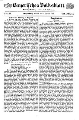 Bayerisches Volksblatt (Regensburger Morgenblatt) Mittwoch 21. Februar 1855