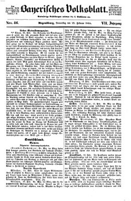 Bayerisches Volksblatt (Regensburger Morgenblatt) Donnerstag 22. Februar 1855